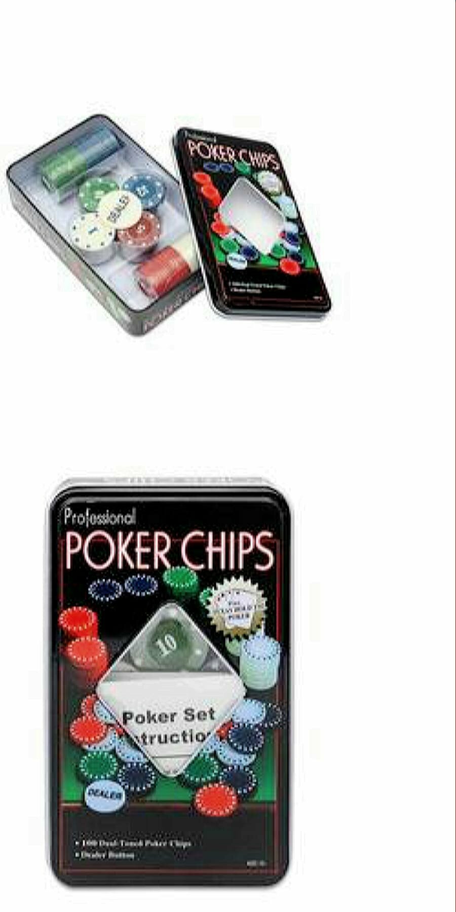 Настольная Игра Набор для покера Poker chips (100 фишек, в металлическом футляре, от 10 лет) ИН-3727