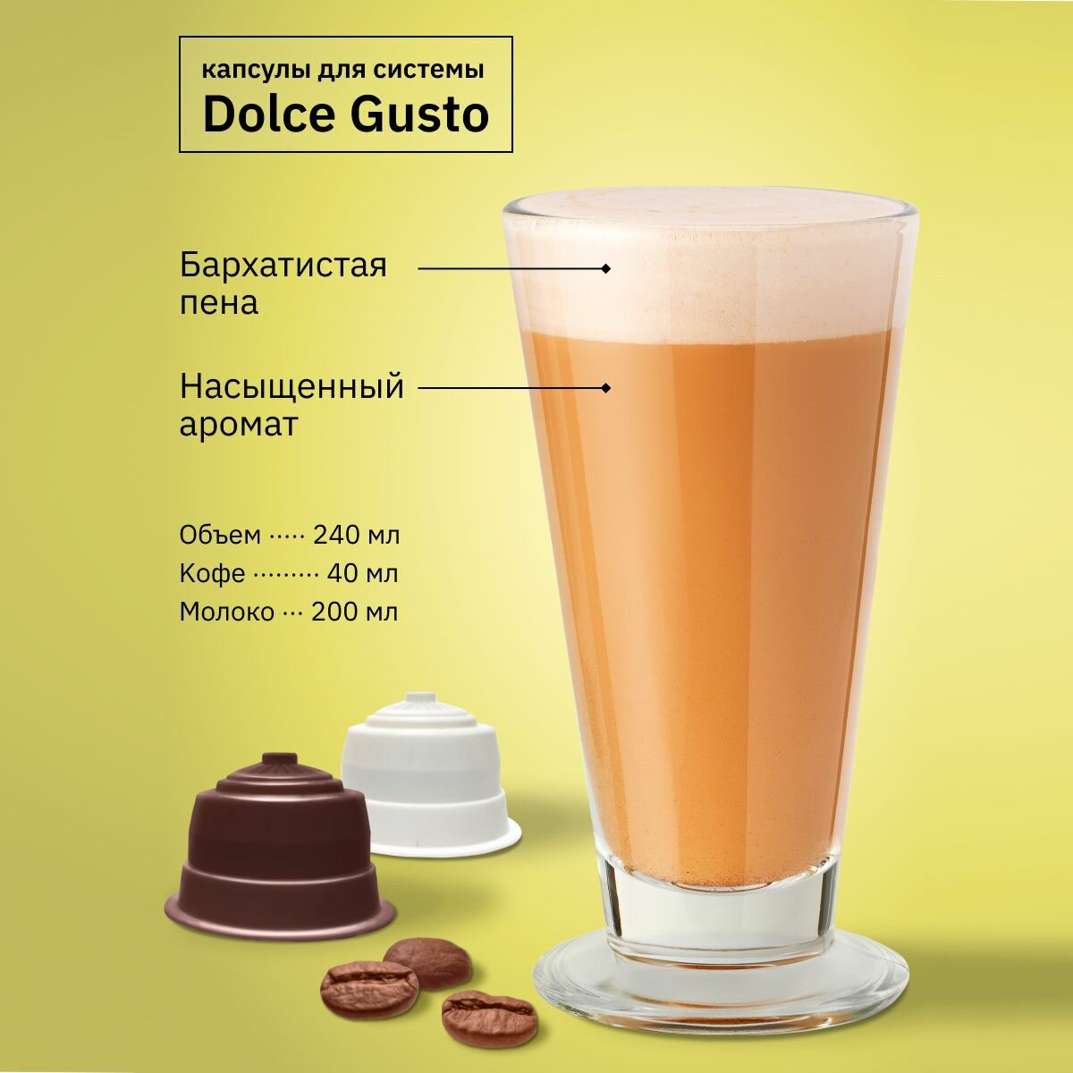 Капсулы Dolce Gusto 96 шт Cafe au Lait 48, Capuccino 48 Кофе в капсулах для кофемашины Дольче Густо "FIELD" Набор 6 упаковок по 16 шт