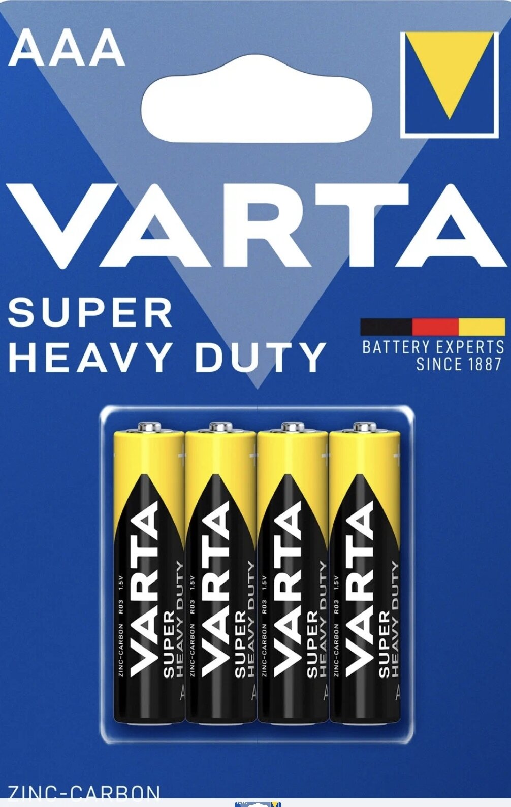 Батарейки VARTA Super Heavy Duty/ LR03 AAA, мизинчиковые, 4 шт.