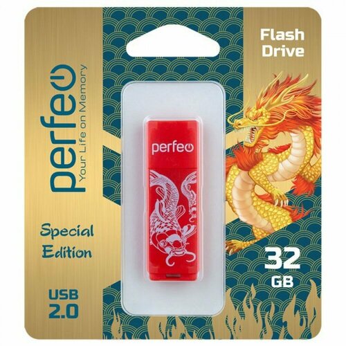 USB 2.0 накопитель C04 32GB Red Koi Fish флэш диск usb perfeo 32gb c04 red koi fish pf c04rkf032