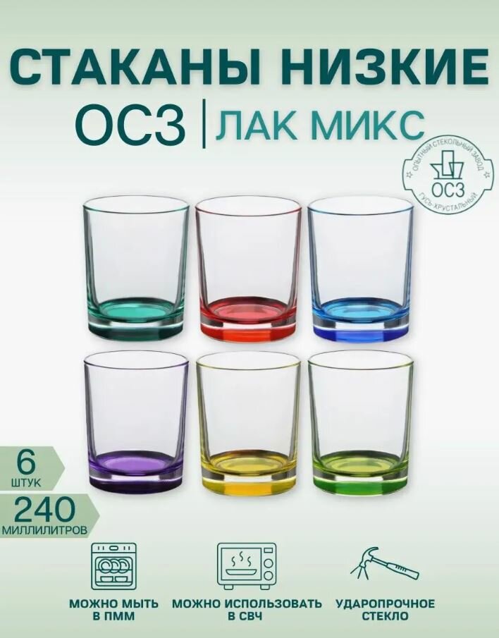 ОСЗ / Стакан Ода прозрачный 230 мл 6 штук высокий