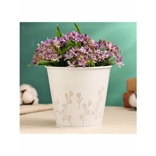 Кашпо Ведерко Ландыши белое 12х12х11см 709₽