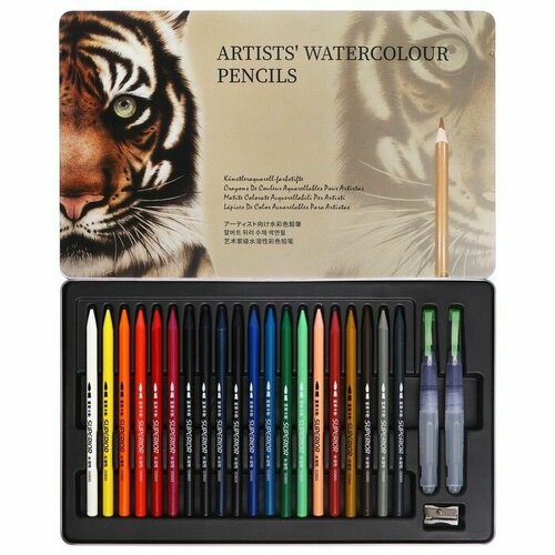 Карандаши акварельные цельнографитные 20 цветов2 киститочилка в метал коробке WWP-20 2336₽
