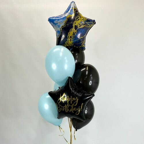 Воздушные шары с гелием, фонтан для мужчины, с днем рождения, 8 шаров