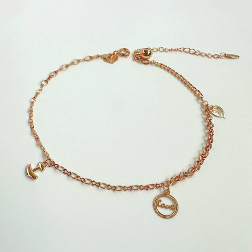 Браслет на ногу XUPING JEWELRY Ножной браслет Xuping с подвесками Love, якорь, листик, золотой
