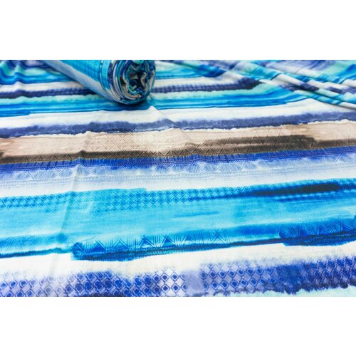 Ткань Трикотаж в полоску сине-голубую. Ткань для шитья ткань шелковая ткань белая в серо голубую полоску в 2х кусках 8 60 и 3 30