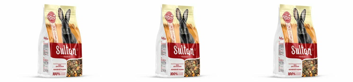 Sultan Полнорационный корм для кроликов, Premium, 400 г, 3 шт