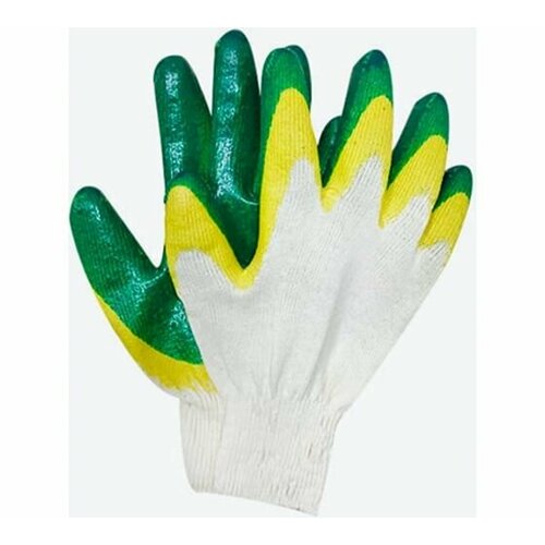 Перчатки защитные волга полимер рабочие латексный облив зеленый / 10 пар Т1735