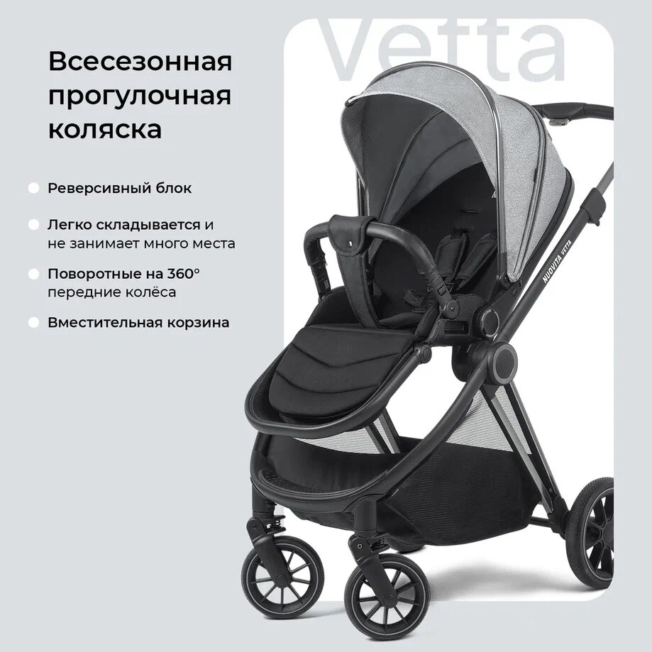 Прогулочная коляска Nuovita Vetta ( Grigio, Grafite/Серый, Графит)