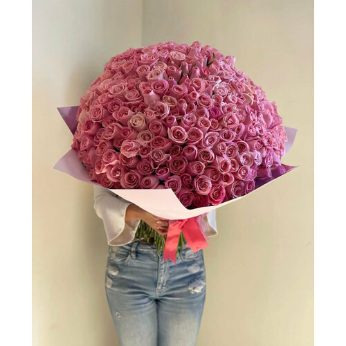 Премиум букет из розовых роз 151 шт, цветы премиум, шикарный, красивый букет цветов, роза.