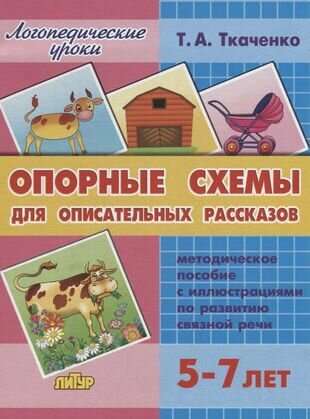 Опорные схемы для описательных рассказов. Методическое пособие с иллюстрациями по развитию связной речи (5-7 лет)