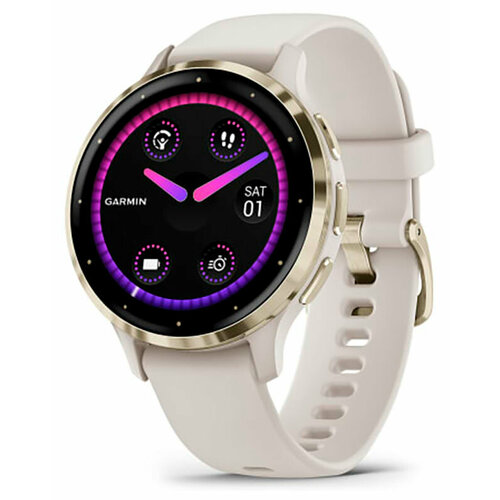 Часы Garmin VENU 3S SOFT GOLD SS BEZEL W IVORY CASE AND SILICONE BAND 010-02785-04 6439900₽