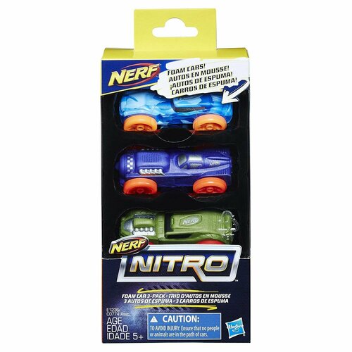 Hasbro - Nerf Nitro машинки 3 шт, №1 синяя/фиолетовая/зеленая бластер водный нерф суперсокер 7 шторм nerf f3890 бластер nerf hasbro