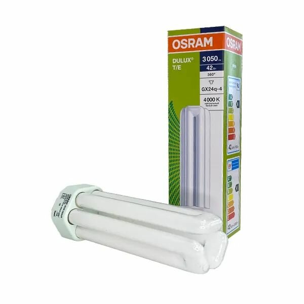 1шт/уп. Лампа Люминесцентная Dulux 42Вт 220V GX24q-4 3200Лм D-45mm L-169mm 4000K Свет Холодный белый OSRAM, уп. 1шт