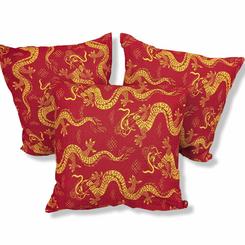 Подушка Драконы 40х40см красный рогожка хл 100 503₽