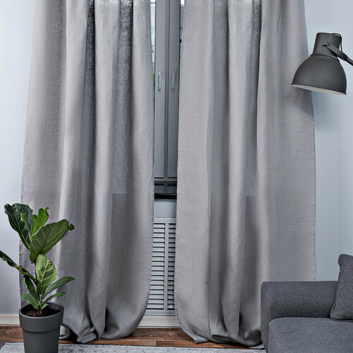 Штора лен темно-серая 145х300 см Rusby (ТТ-00259489)