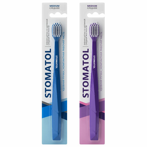 Зубная щётка Stomatol cо щетиной средней жесткости medium 1шт, цвет микс