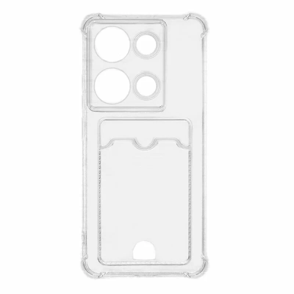 Накладка силикон для Xiaomi Redmi Note 13 c отделом для хранения карт Прозрачный