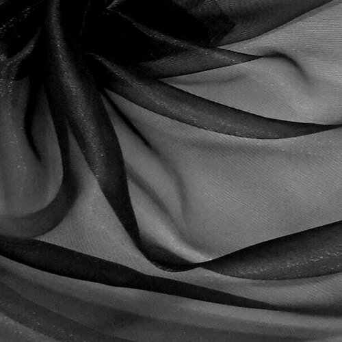 Ткань для шитья Органза плательная - цвет черный от 1 метра ширина 150 см