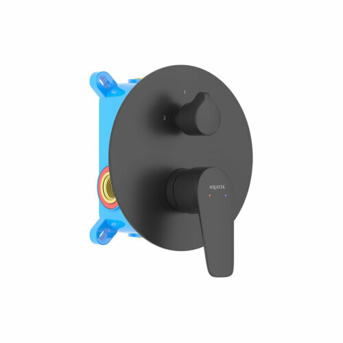 Смеситель для ванны 2 режима AQUATEK бетта, внешняя и скрытая часть, матовый черный AQ1146MB