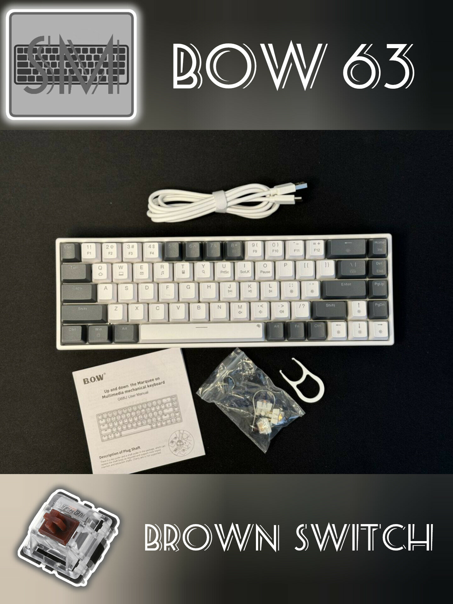 Игровая Механическая Клавиатура BOW 63 Pro с подсветкой , Brown Swith , Bluetooth