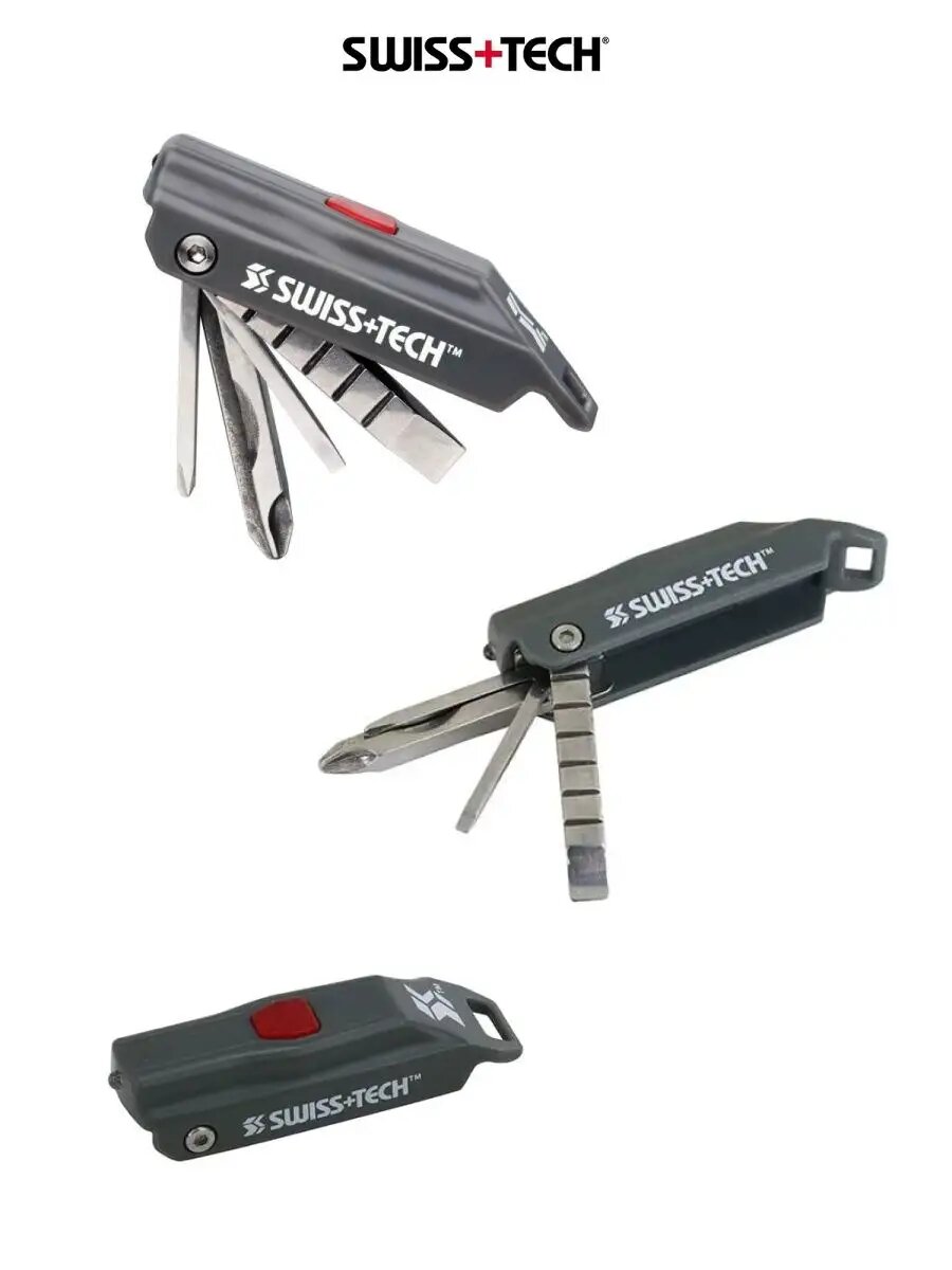 Мультитул брелок 7 в 1 с кольцом для ключей ST50035, SWISS+TECH, цвет черный — фото 1