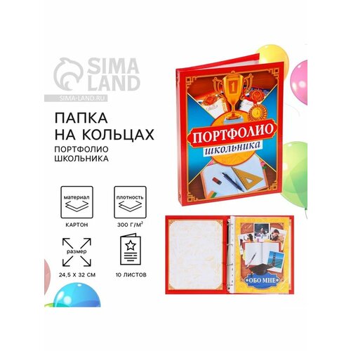 Папка на кольцах на Выпускной Портфолио школьника 886₽