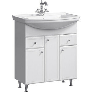 фото Тумба под раковину Aqwella Барселона 85 BA0108K с бельевой корзиной Белый