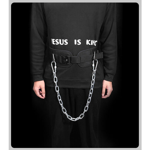 Пояс атлетический MyPads с цепью для отягощения, увеличения нагрузок до 200 кг при упражнениях на турнике или брусьях