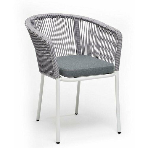 Стул 4sis Марсель Каркас алюминий белый шагрень роуп светло-серый круглый ткань светло-серая 22422₽