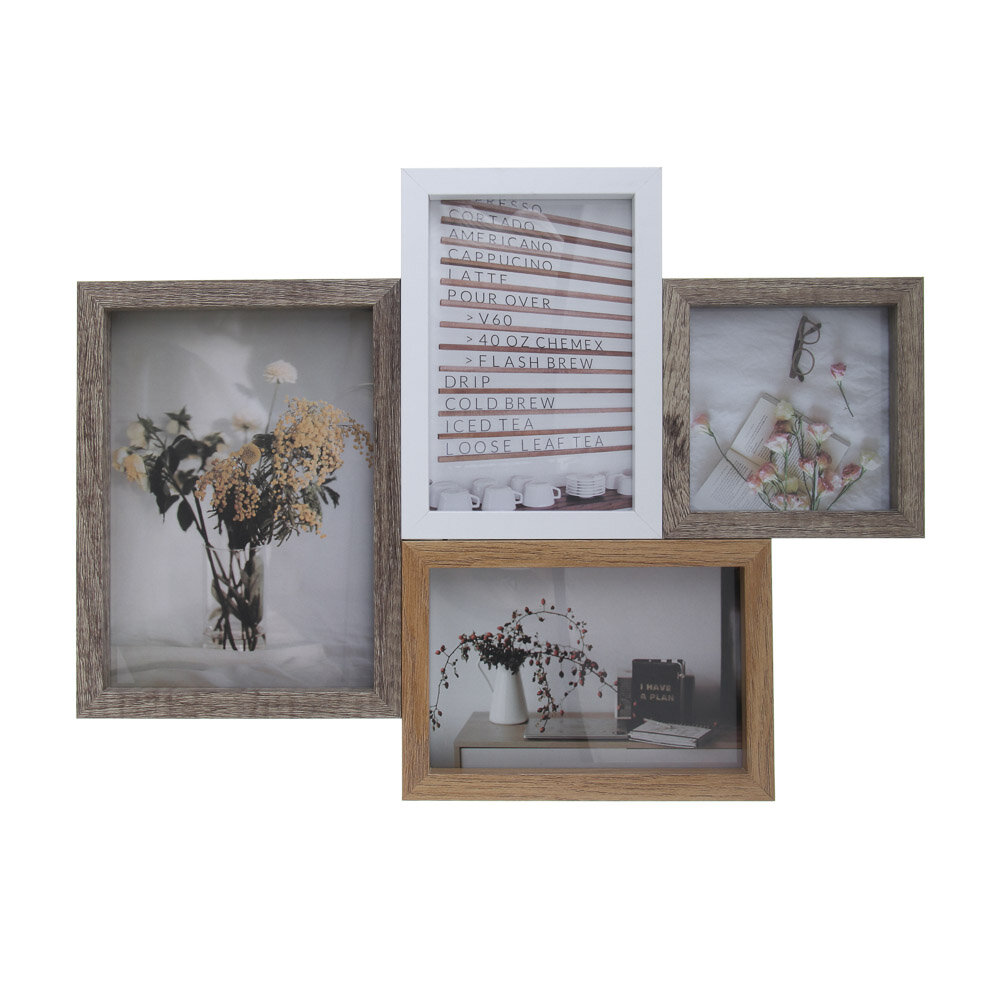 фото Фоторамка на 4 фото, 1 фотография на 10x10 см, 1 фотография 13x18 см, 2 фотографии 10x15 см, МДФ