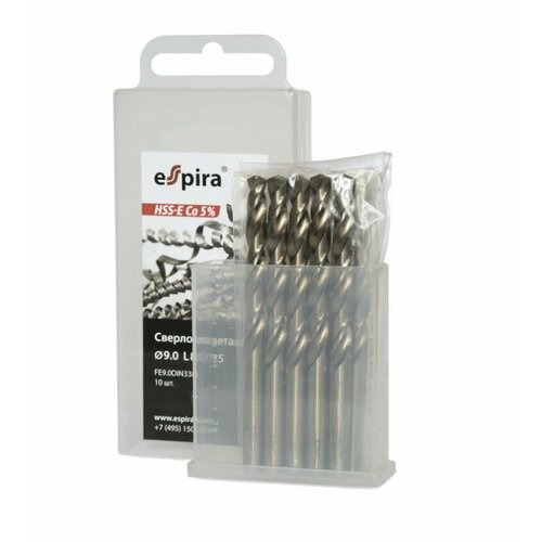 Сверло по металу HSS-E Co5 10шт 8075117mm Espira FE80 DIN338 4850₽