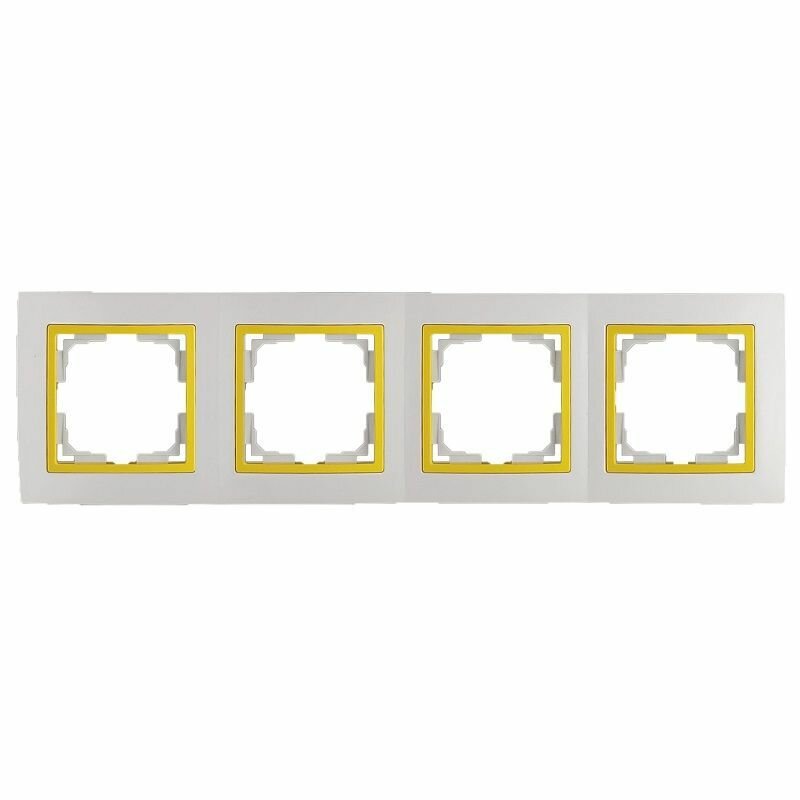 фото Рамка электроустановочная 4 Поста Белый со Сменными цветными вставками Желтый Уют Bylectrica