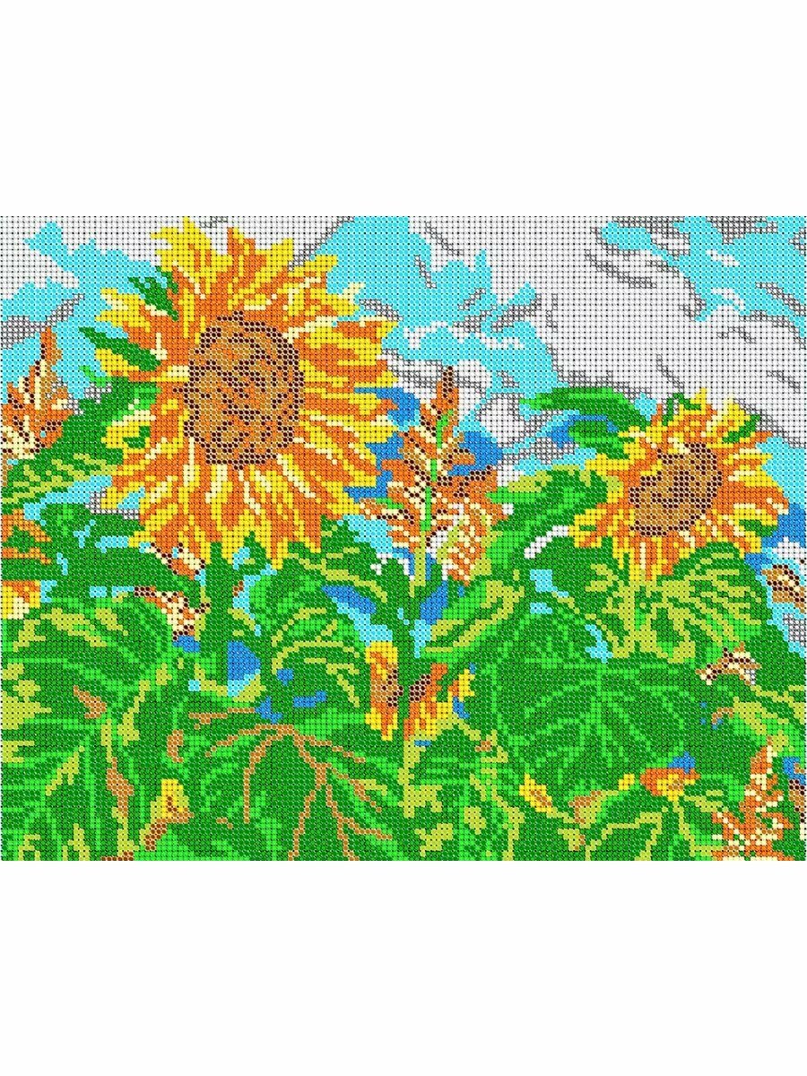  Набор для вышивания бисером  Подсолнухи  от ТМ Светлица  размер 24 см   30 см  бисер Чехия 