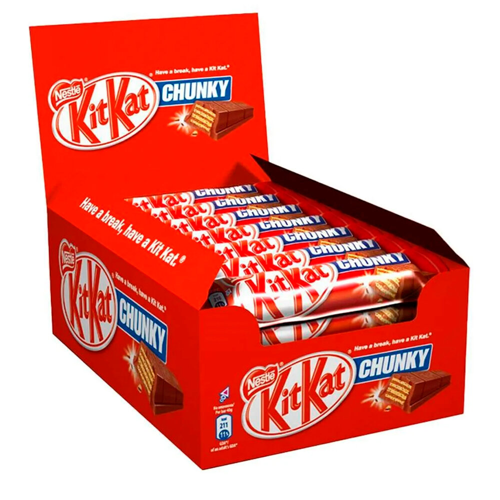 Батончик в молочном шоколаде KitKat Chunky, 12шт по 38 г