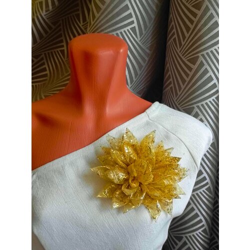 Брошь, голубой, золотой