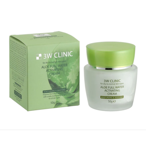3W Clinic Aloe full water activating Крем для лица с алоэ - 50 г
