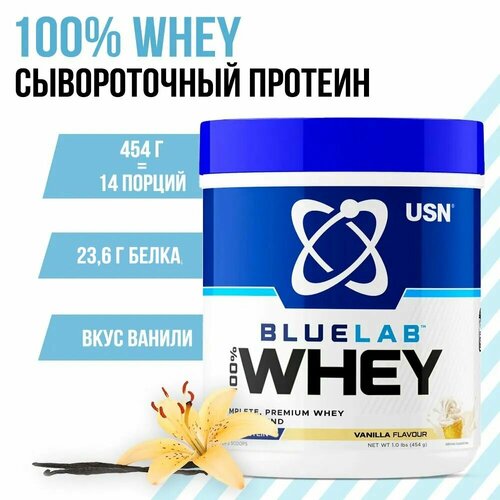 USN BlueLab 100% Premium Whey Van блюлаб 100% ВЕЙ премиум протеин со вкусом ванили, порошок, 454 гр