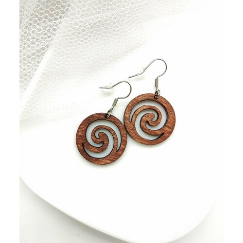 Серьги J.Mi, размер 27 мм, коричневый