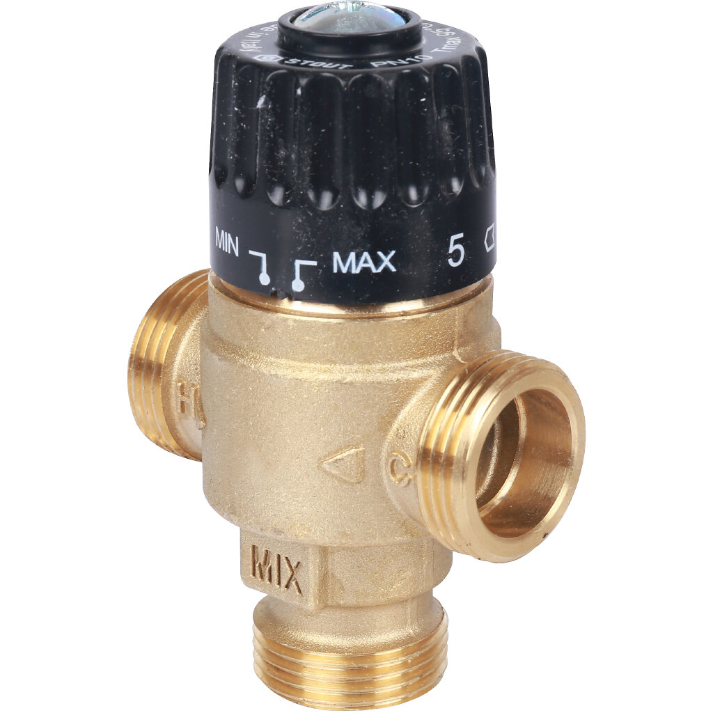 Термостатический смесительный клапан 3/4" STOUT НР 30-65°С 2,3 KVs