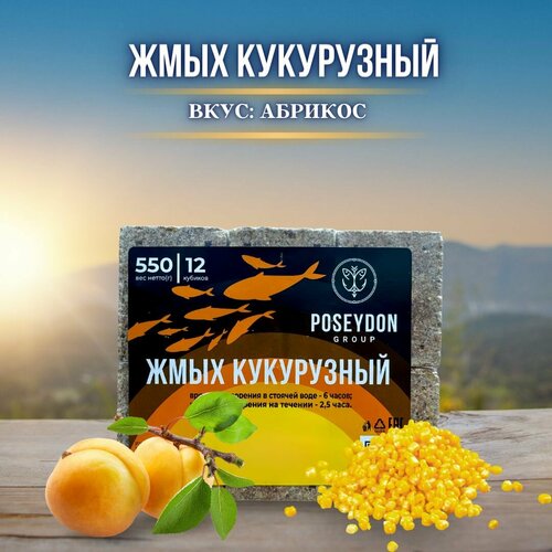 Жмых рыболовный кукурузный / прикормка рыболовная / макуха для рыбалки POSEYDON Абрикос 12 штук 550 грамм