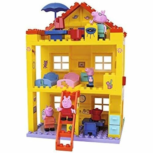 BIG Spielwarenfabrik 800057078 Домик Свинки Пеппы - Домик Пеппы конструктор набор Big-Bloxx состоящий из семьи и здания 107 деталей разноцветный для детей от 18 месяцев