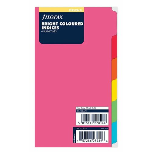 Разделители листов Filofax Personal Bright Coloured104х171мм 6 шт , картон