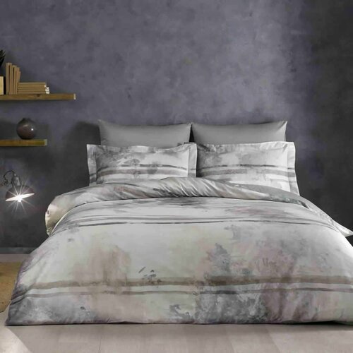 Постельное белье Tivolyo Home MARBLE сатин люкс евро серый, размер евростандарт