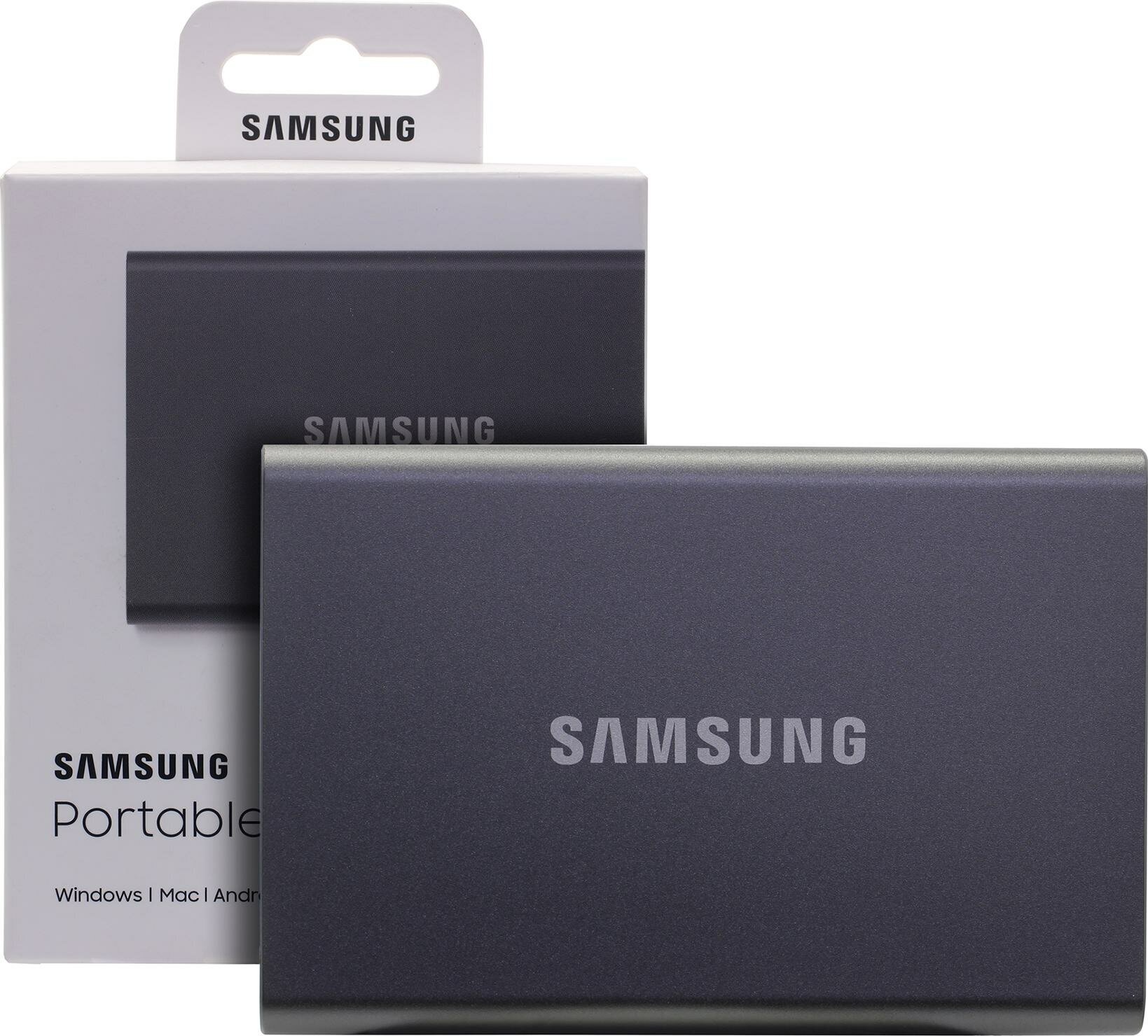 2 ТБ Внешний SSD Samsung T7, USB 3.2 Gen 2 Type-C, серый (MU-PC2T0T/WW)