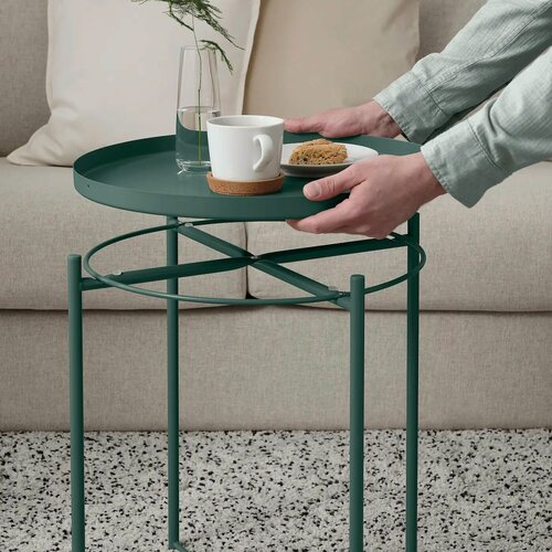 Изображение товара Журнальный столик-поднос IKEA GLADOM переносной, зеленый, металлический