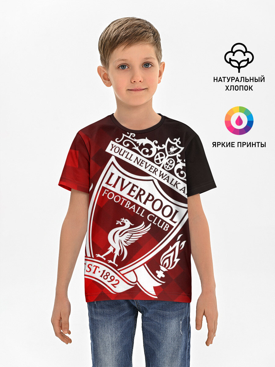 Футболка Lacotton.ru хлопковая детская LIVERPOOL / ЛИВЕРПУЛЬ, размер 164, мультиколор
