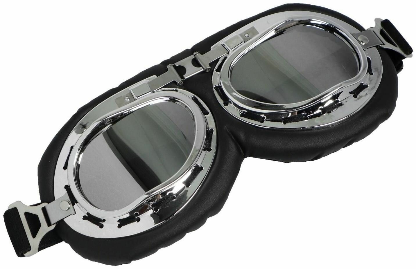 Очки для езды на мототехнике ретро стекло хром