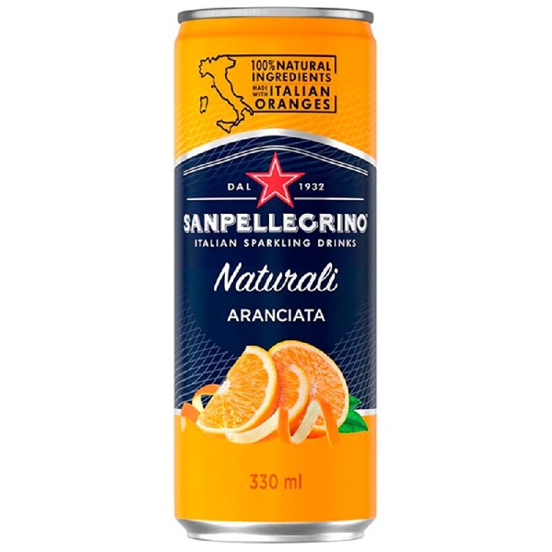 Напиток SANPELLEGRINO ARANCIATA Апельсин сокосодержащий газированный /жесть/ 0,33л