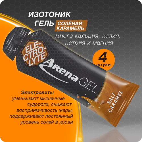 Энергетический изотоник гель Арена с электролитами, соленая карамель, 4 штук, углеводный изотонический гель для бега, isotonic energy gel Arena